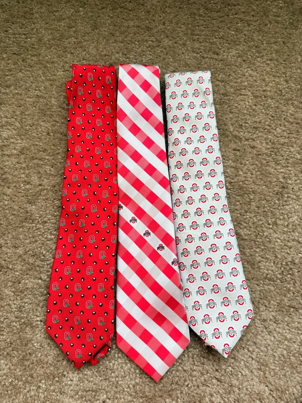 Lot of 3 Ohio State Buckeyes neckties Vineyard Vines OSU NCAA football